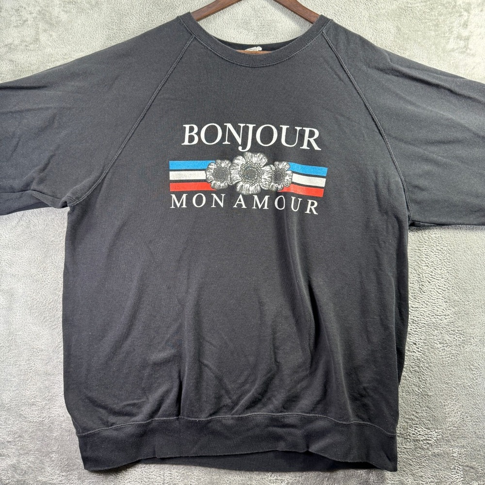 Daisy Street Bonjour Mon Amour Womens Size 10 Sweatshirt Black Long Sleeve - Picture 9 of 9